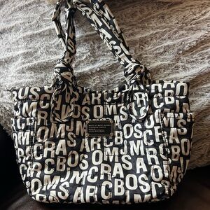 Marc by Marc Jacobs Black & White Allover Logo Quilted Tote